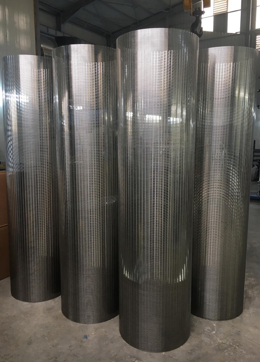 Stainless steel cylindrical wedge wire screen for water filtration and industrial processing