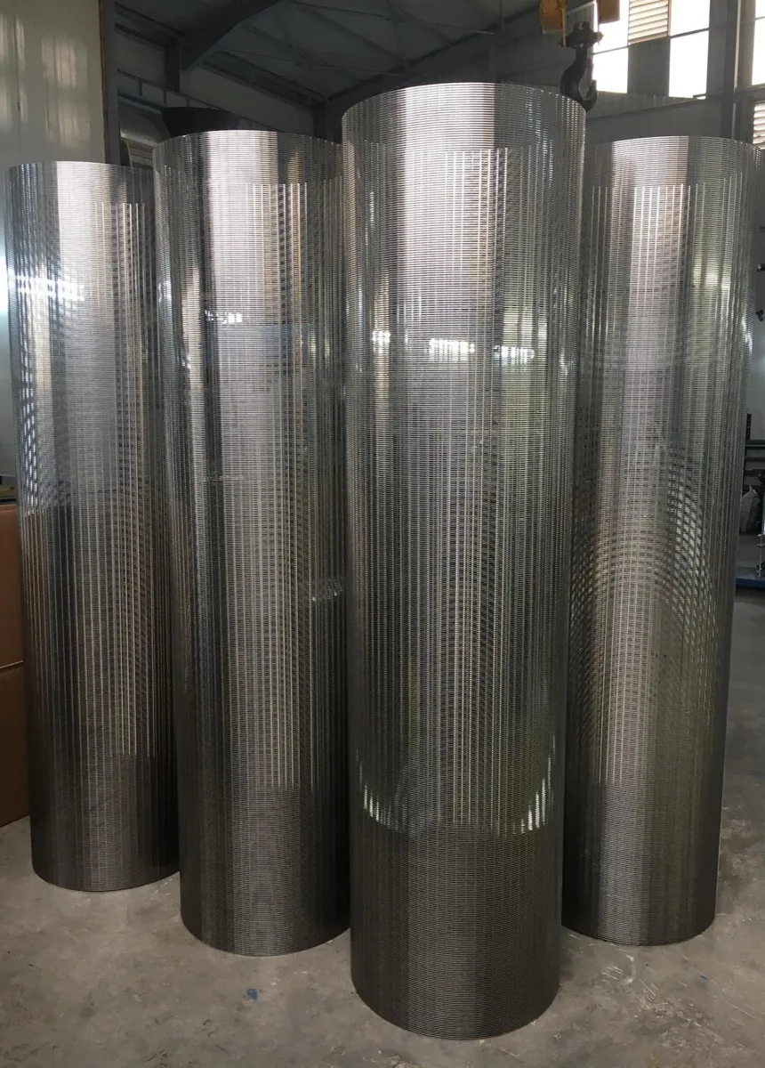 Stainless steel cylindrical wedge wire screen for water filtration and industrial processing