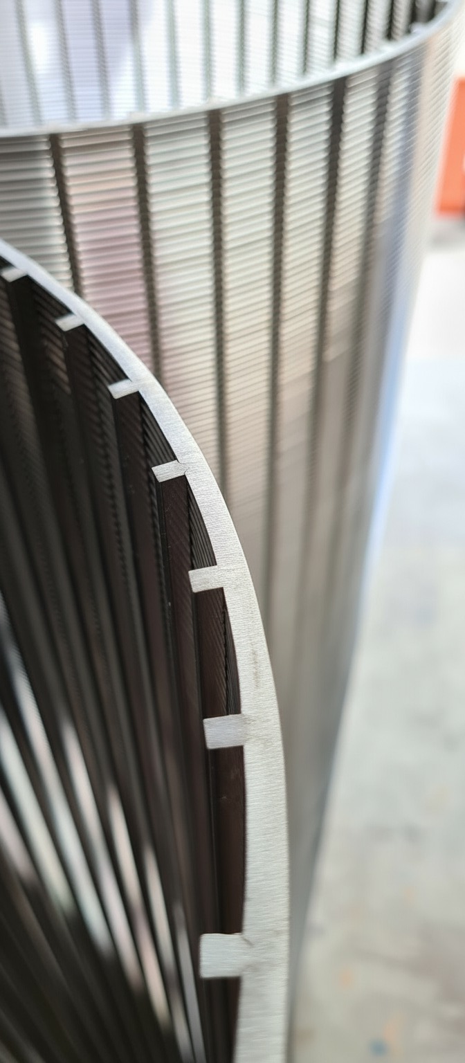 Wedge wire screen close-up detail