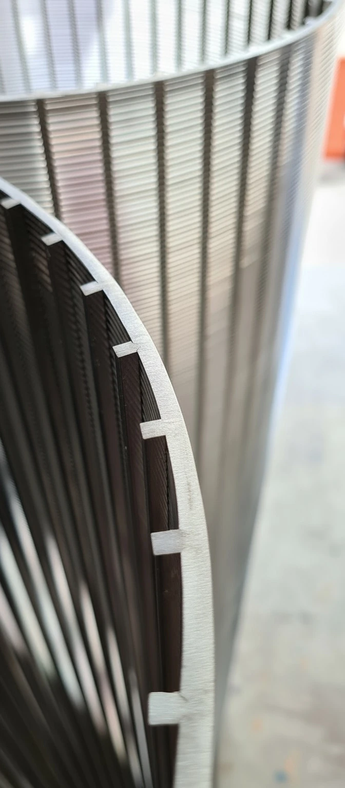 Wedge wire screen close-up detail